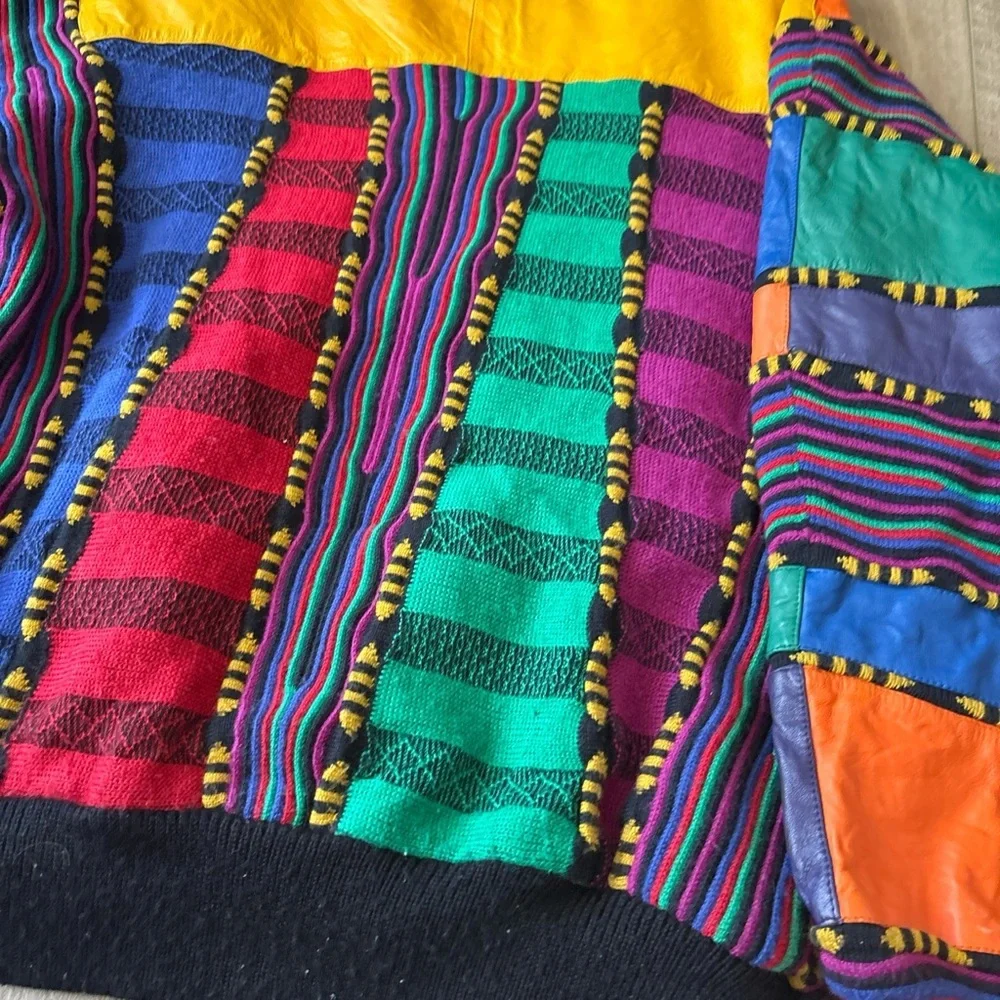 Colorful Patchwork Striped Retro Jacket - Multicolor